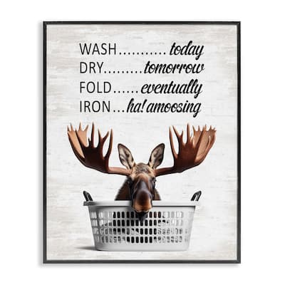 Stupell Sassy Moose & Laundry Framed Giclee Art Design By Lettered and Lined