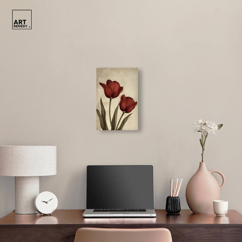Deep Red Tulips Canvas by Art Remedy, Gallery Wrapped