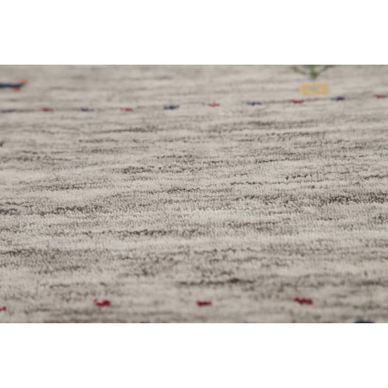 Gabbeh Indian Rug Hand-Knotted Beige Tribal Wool Carpet - 4'1" x 5'11"