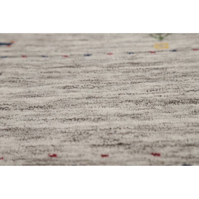 Hand Knotted Oriental 100% Wool Carpet Tribal Animal Pictorial Beige & Ivories Gabbeh Area Rug - 5' 11'' X 4' 1''