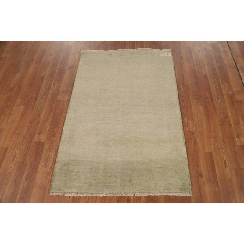Gabbeh Modern Foyer Rug Beige Handmade Wool Carpet - 2'8"x 3'11"