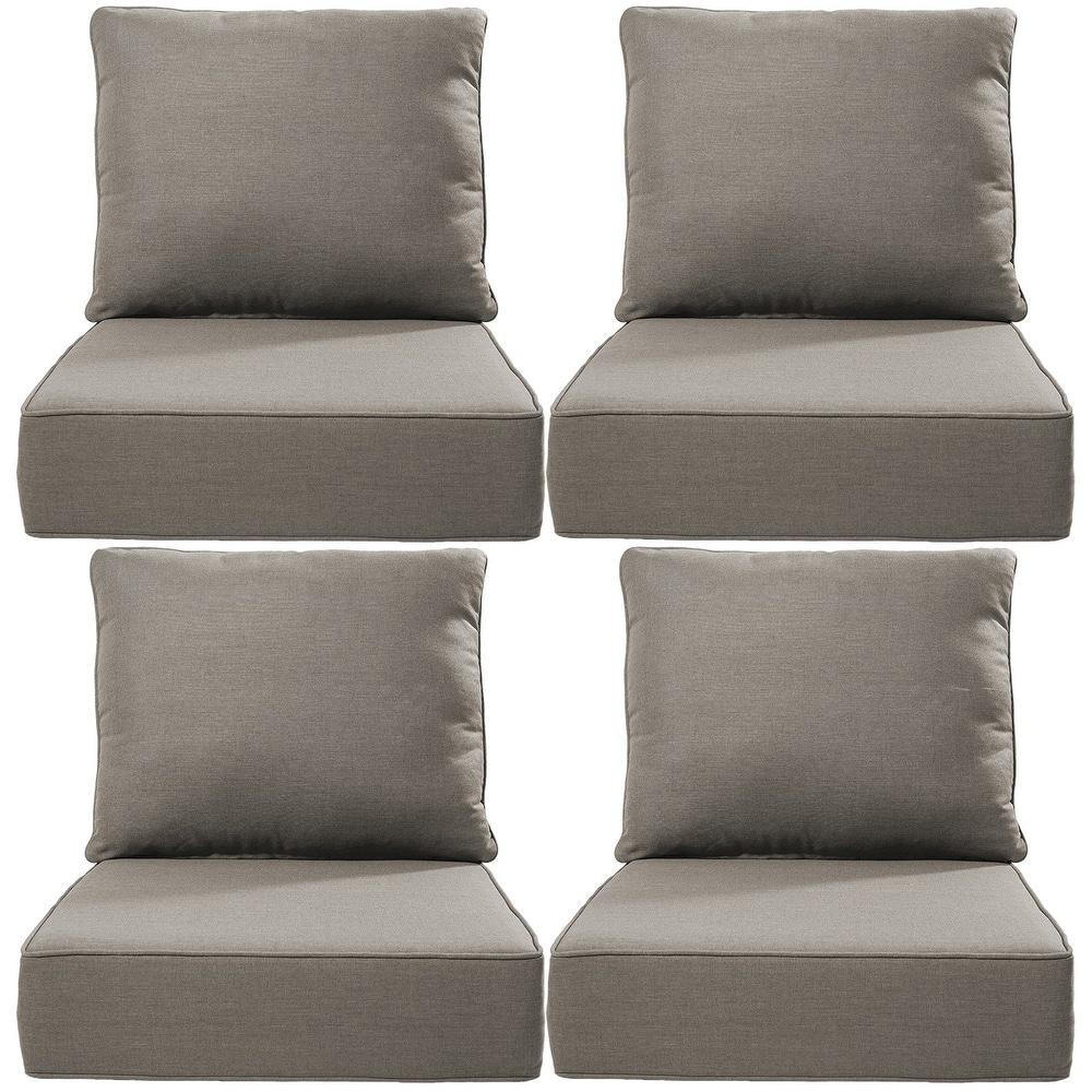 Luxury 6" Outdoor Cushions for Patio Furniture, 24x24x6 Cushion Set, Fade Resistant Replacement Cushions with Removable Cover