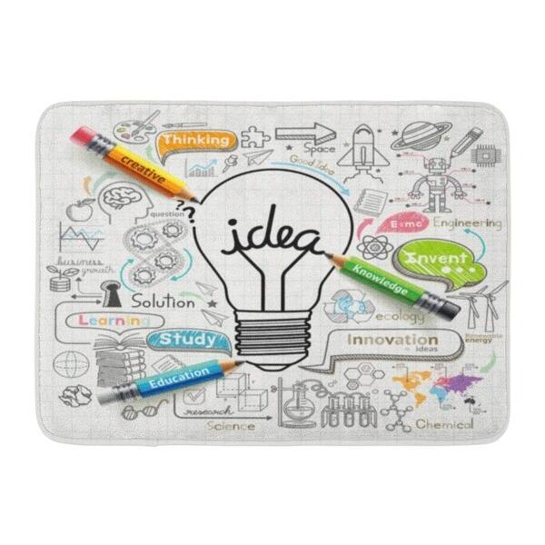 Shop School Lightbulb Ideas Doodles Sketch Creative Study Science Doormat Floor Rug Bath Mat 23 6x15 7 Inch Multi On Sale Overstock 31778212