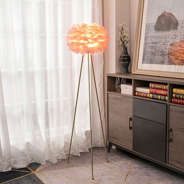 Maxax 60 Tripod Feather Shade Floor Lamp N A On Sale Bed Bath Beyond 35109755