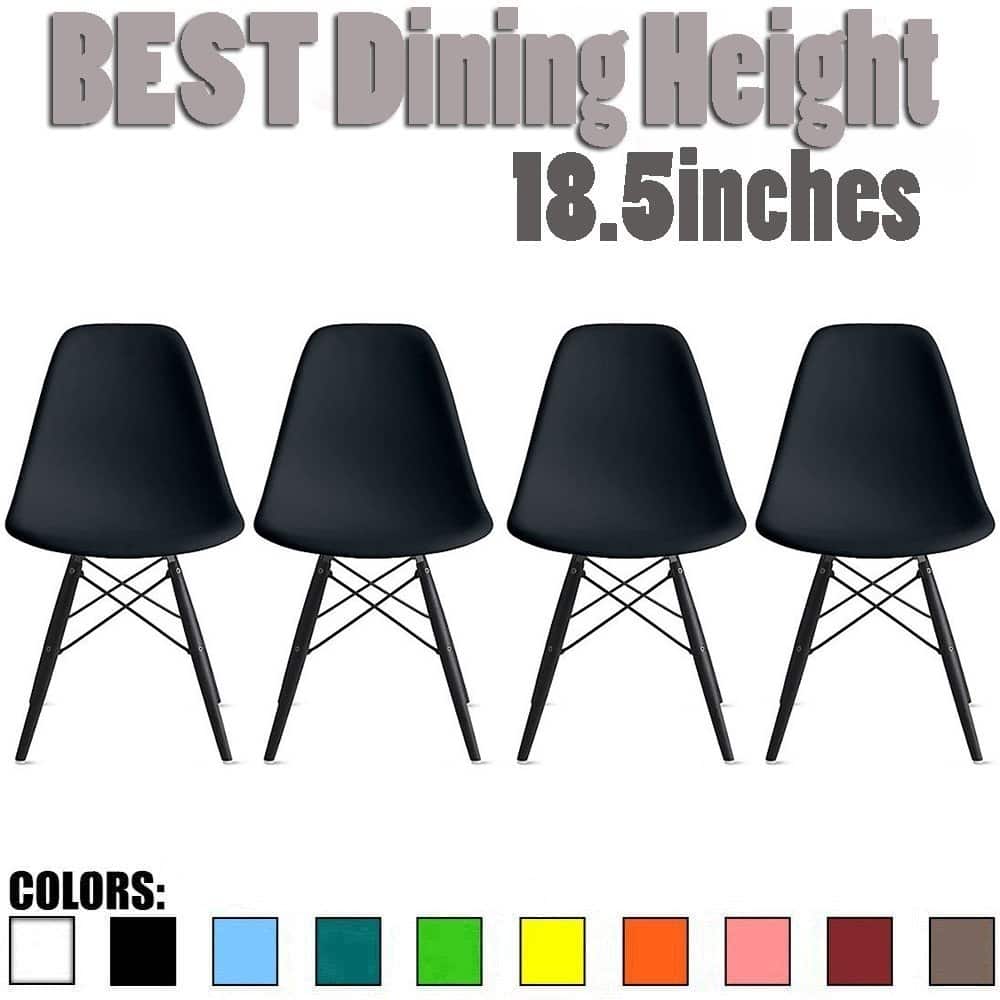 Set of 4 Retro Designer Plastic Molded Shell Dining Chairs Dark Wooden Kitchen Office DSW Eiffel Dowel Bedroom Desk
