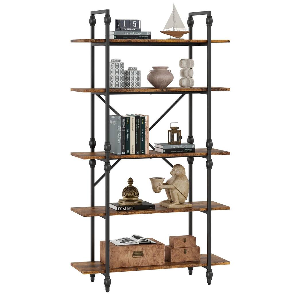 Large Book Shelf with 5 Open Bookshelves with Roman Column