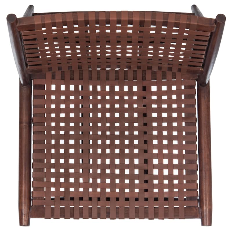 SAFAVIEH Soleil Squared Leather Woven Accent Chair - 26" W x 31.5" L x 30.7" H