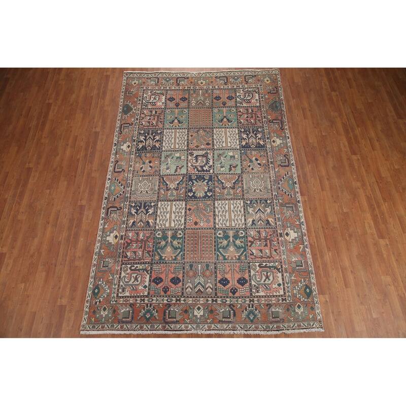 Hand Knotted Oriental 100% Wool Carpet Traditional Garden Design Multi-Colored Bakhtiari Area Rug - 10' 5'' X 6' 8''