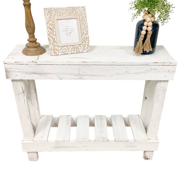 Natural Barnwood Reclaimed Wood Entryway Console Table - White