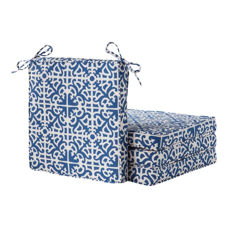Greendale Home Fashions 18-Inch Square Outdoor Chair Pad (4-Pack) - Indigo