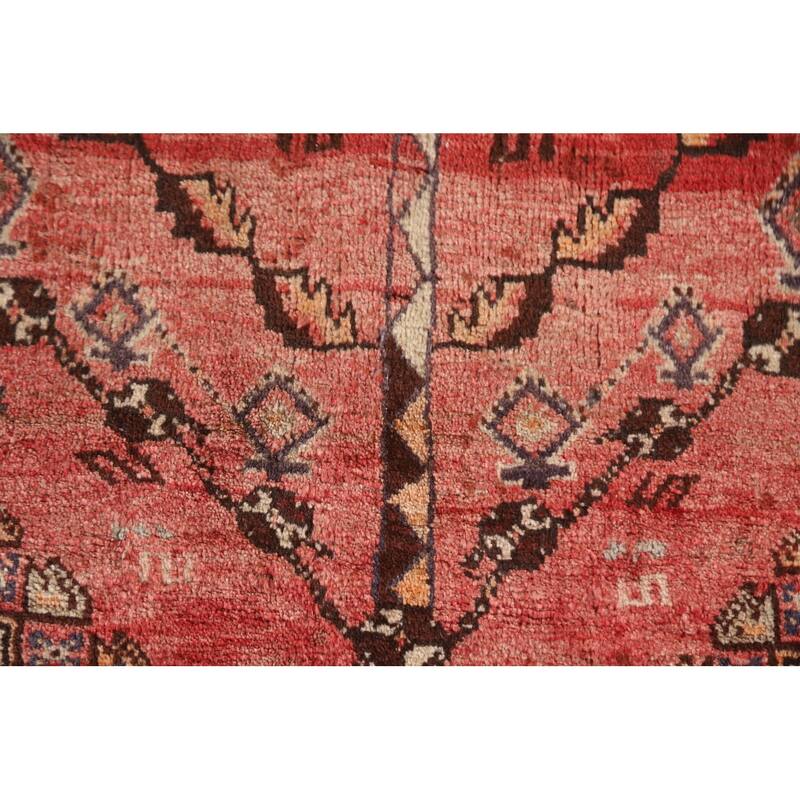 Red Qashqai Persian Antique Area Rug Handmade Wool Carpet - 5'1"x 8'2"