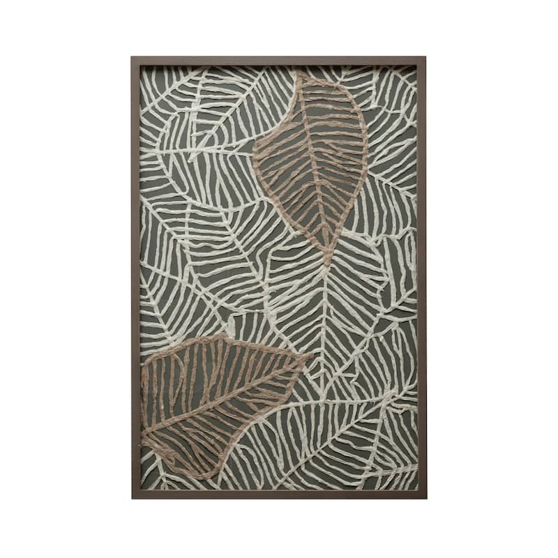 Wood Framed Mixed Material Botanical Wall Art with Glass Cover - 23.5"L x 0.8"W x 35.4"H