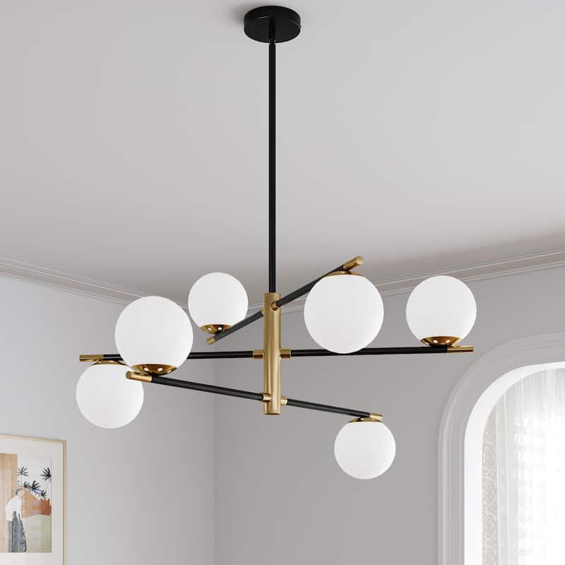 Modern 6-Light Large Bubble Sputnik Chandelier with Frosted Glass