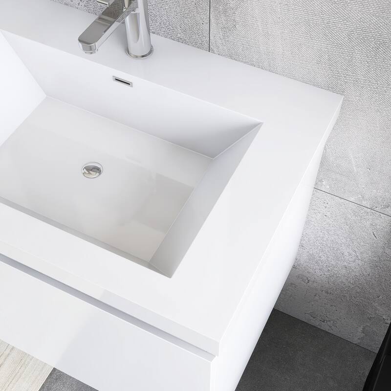 60'' Double Bathroom Vanity Set With Resin Top - 58.5'' x 19.5'' x 22.5''