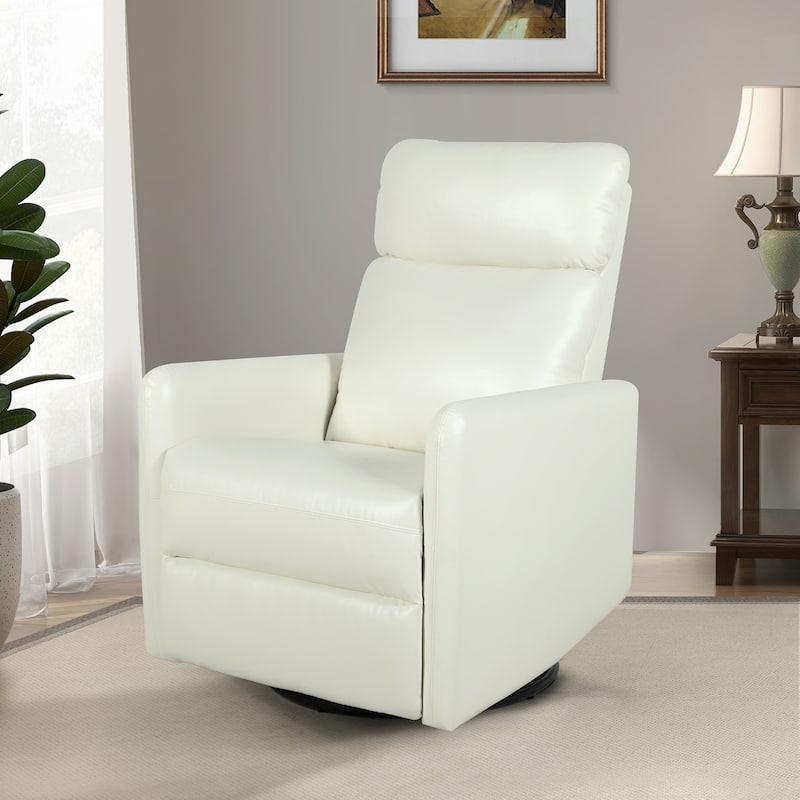 Lyle Manual Swivel Recliner with Metal Base - Ivory