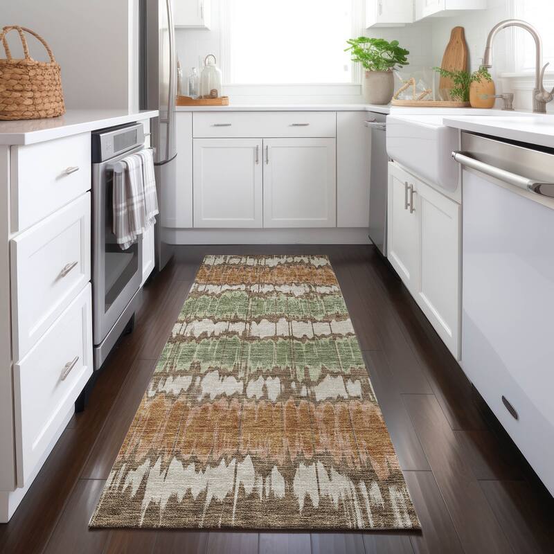 Machine Washable Indoor/ Outdoor Chantille Abstract Ombre Rug
