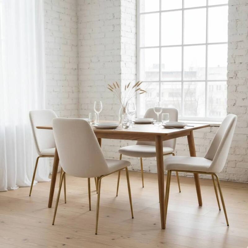 Lumen Modern Upholstered Kitchen Dining Chair with Gold Steel Legs Ergonomic Accent Chair