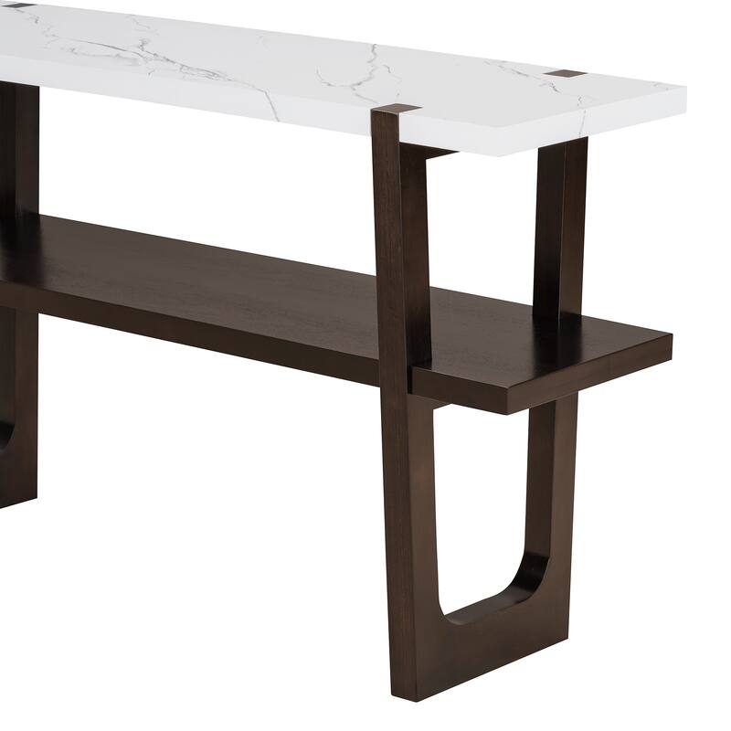 Elegant Console Table with Marble-Effect Top and Versatile Storage Solutions for Entryway and Living Room