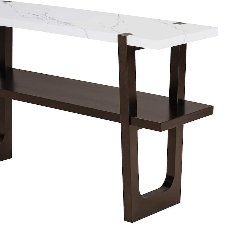 Retro Narrow Console Table with Open Shelf