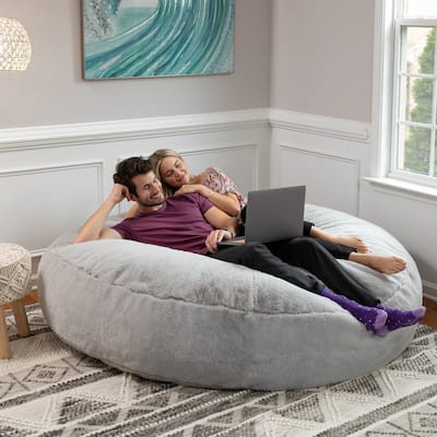 Jaxx 6 Foot Bean Bag Chair for Adults - Premium Synthetic Faux Fur