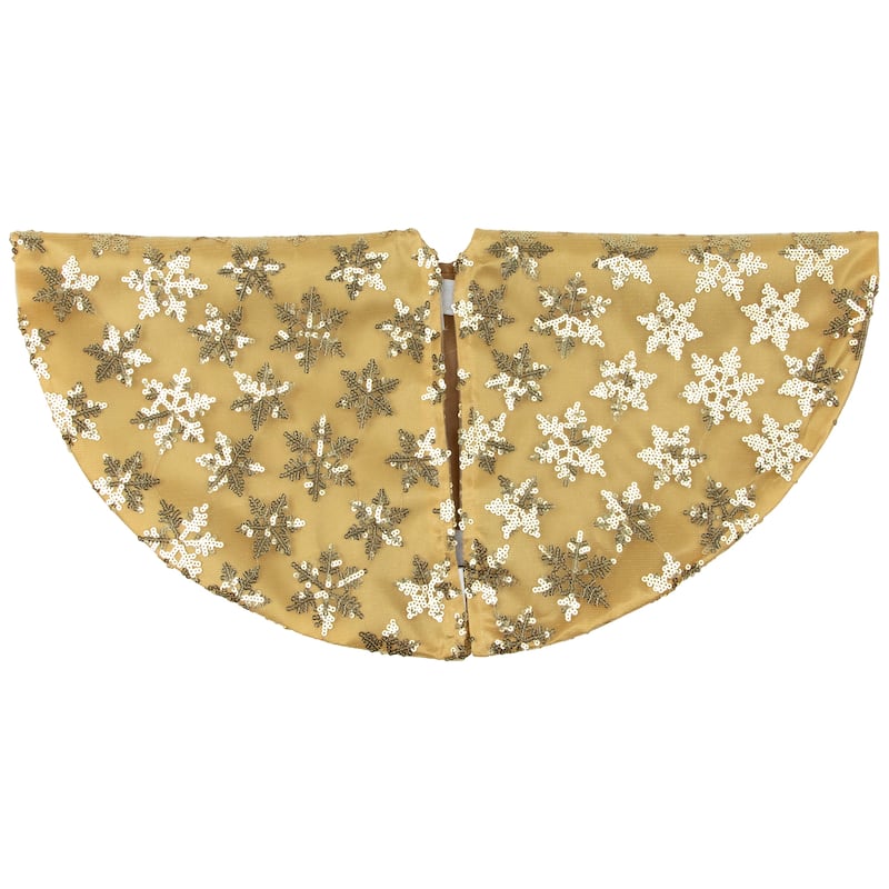 20" Gold Sequin Snowflake Pattern Mini Christmas Tree Skirt - 20