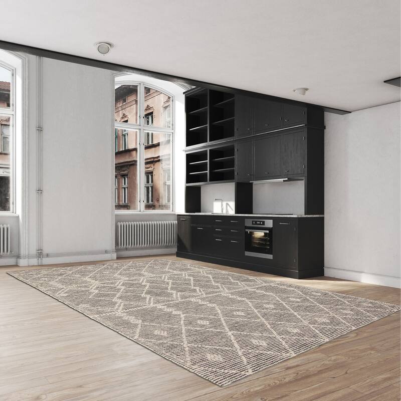 ECARPETGALLERY Braid weave Sienna Khaki Wool Rug - 4'11 x 8'4