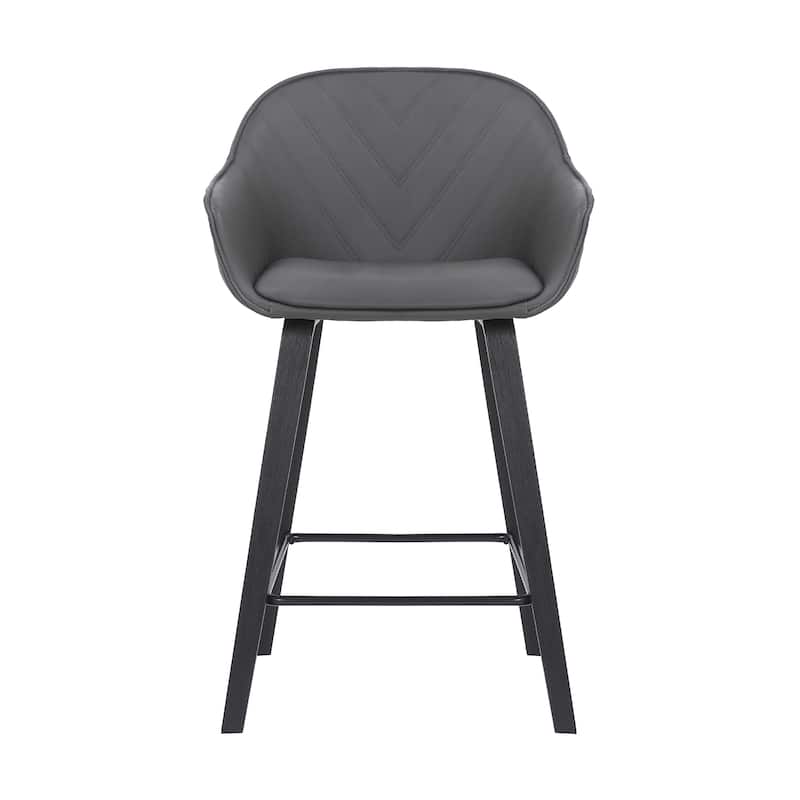 Crimson Gray Faux Leather and Black Wood Bar or Counter Height Stool