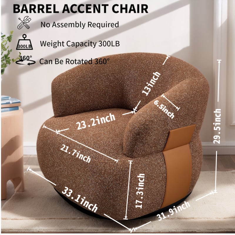 Kieon 33"W 360 Swivel Modern Barrel Chair Accent Chair Set of 2