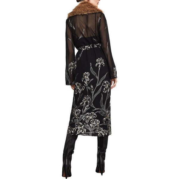 bcbg embroidered velvet wrap skirt