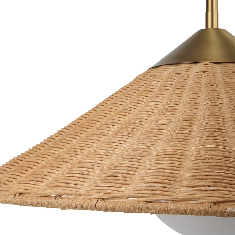 Uttermost Phuvinh 1 Light Rattan Shade Pendant - 10H x 20 Dia in.