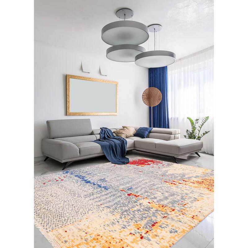 ECARPETGALLERY Hand-knotted Tangier Light Blue Wool Rug - 7'9 x 10'4