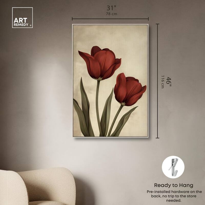 Deep Red Tulips Canvas by Art Remedy