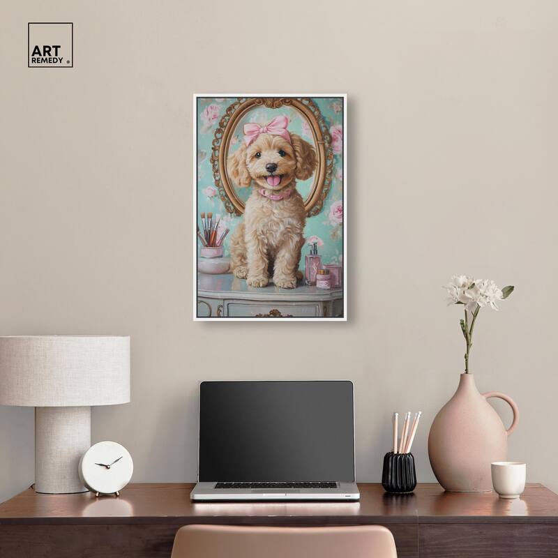 Puppy at the Vanity Canvas by Art Remedy