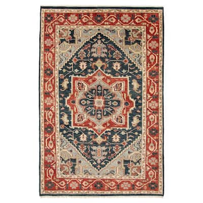 ECARPETGALLERY Hand-knotted Jules Serapi Teal Wool Rug - 5'11 x 9'2