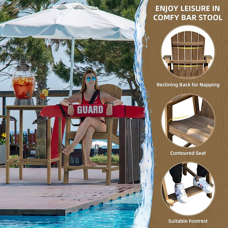 Ravenna Plastic Wood 25" Tall Adirondack Chair Poly Balcony Barstool