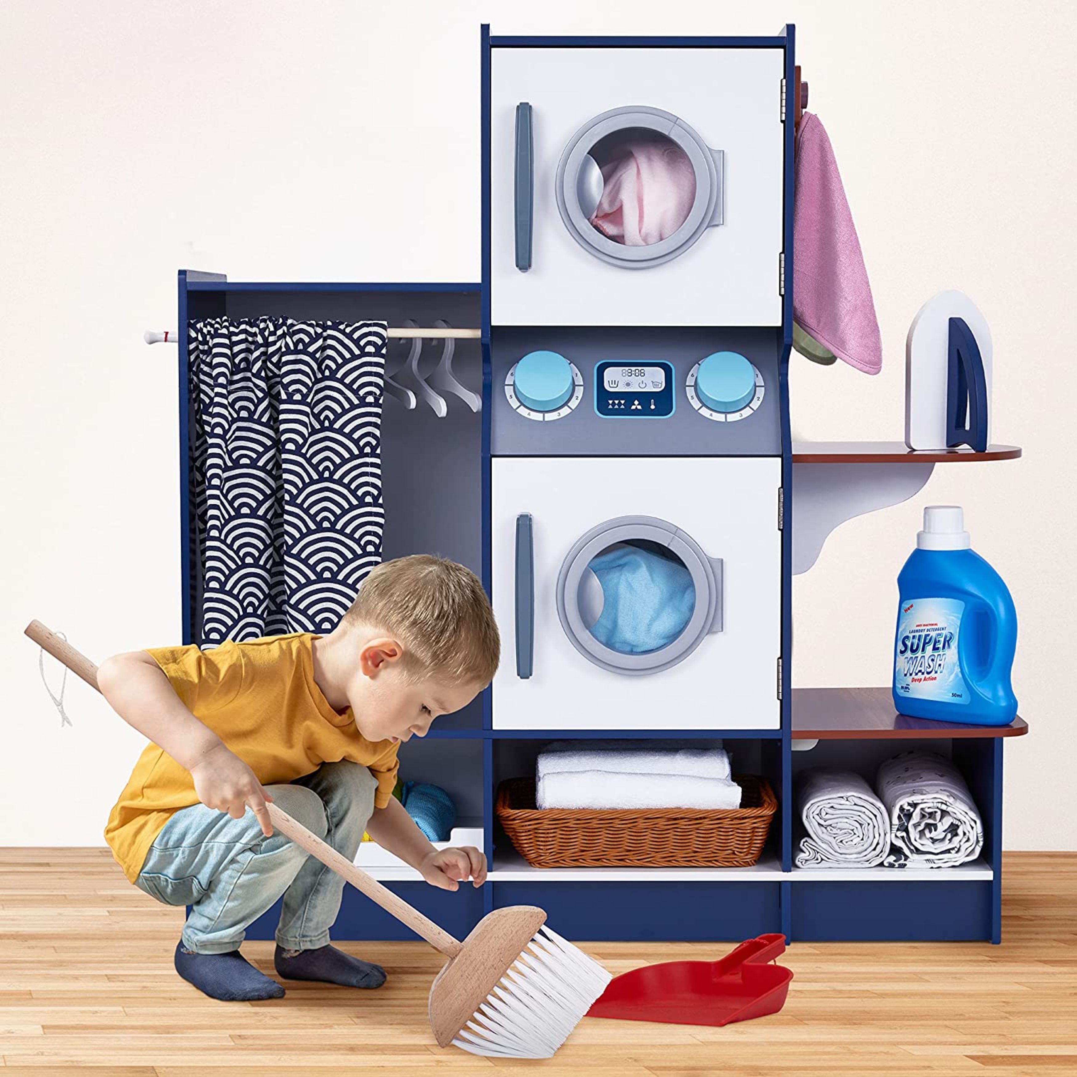 Lil Jumbl Blue Wooden Toy Washer and Dryer Set for Kids with Accessories On Sale Bed Bath Beyond 37212270