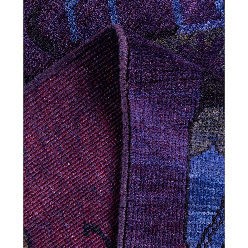 Overdyed One-of-a-Kind Hand-Knotted Square Area Rug - Purple - 5' 1" x 5' 3"