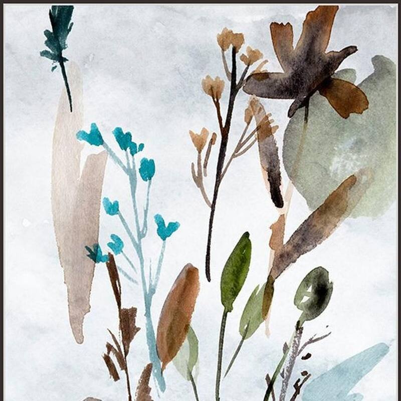 HomeRoots Set Of Two Watercolor Wildflower Silver Framed Wall Art