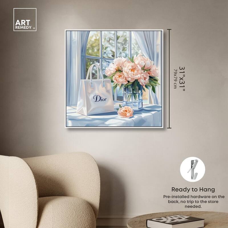 Bag and Peonies Canvas by Art Remedy