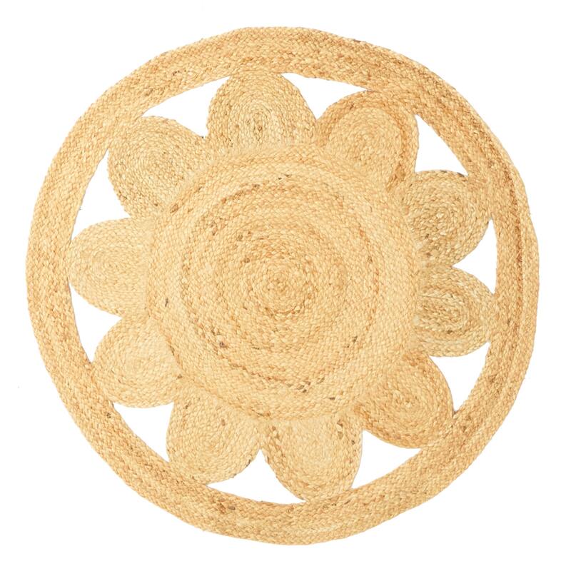 ECARPETGALLERY Braided Weave Palas Denizli Tan Jute Rug - 3'2 x 3'2