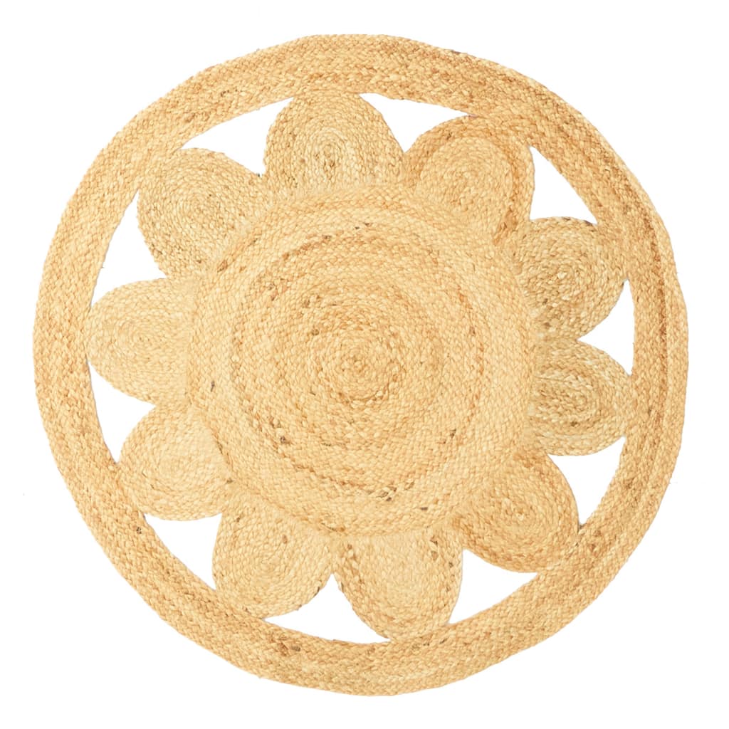 ECARPETGALLERY Braided Weave Palas Denizli Tan Jute Rug - 3'2 x 3'2