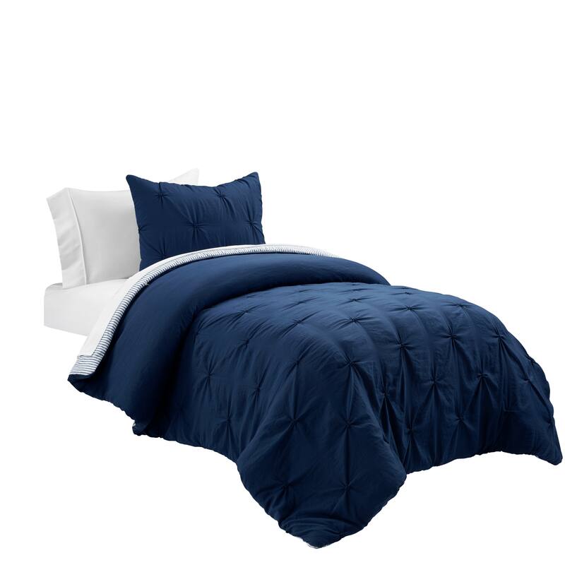 Lush Decor Ravello Pintuck BIAB Soft Reversible Printed Comforter With Sheet