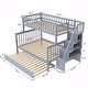 preview thumbnail 12 of 10, Convertible Bunk Bed with Trundle, Storage, Safety Guardrails, Modern Design for Kids