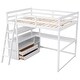 preview thumbnail 4 of 9, Full Size Loft Bed with Desk and Shelves, Two Built-in Drawers, White