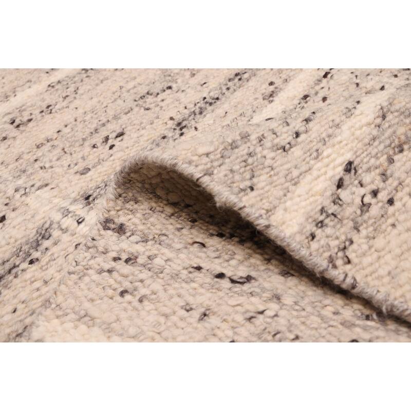 ECARPETGALLERY Hand Woven Looma Light Grey Wool Rug - 8'3 x 10'2