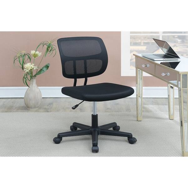 slide 2 of 8, Home Office Chair with Cross Legged, Mesh Computer Chair with wheels, Work Chair with Breathable Material Seats - N/A Black