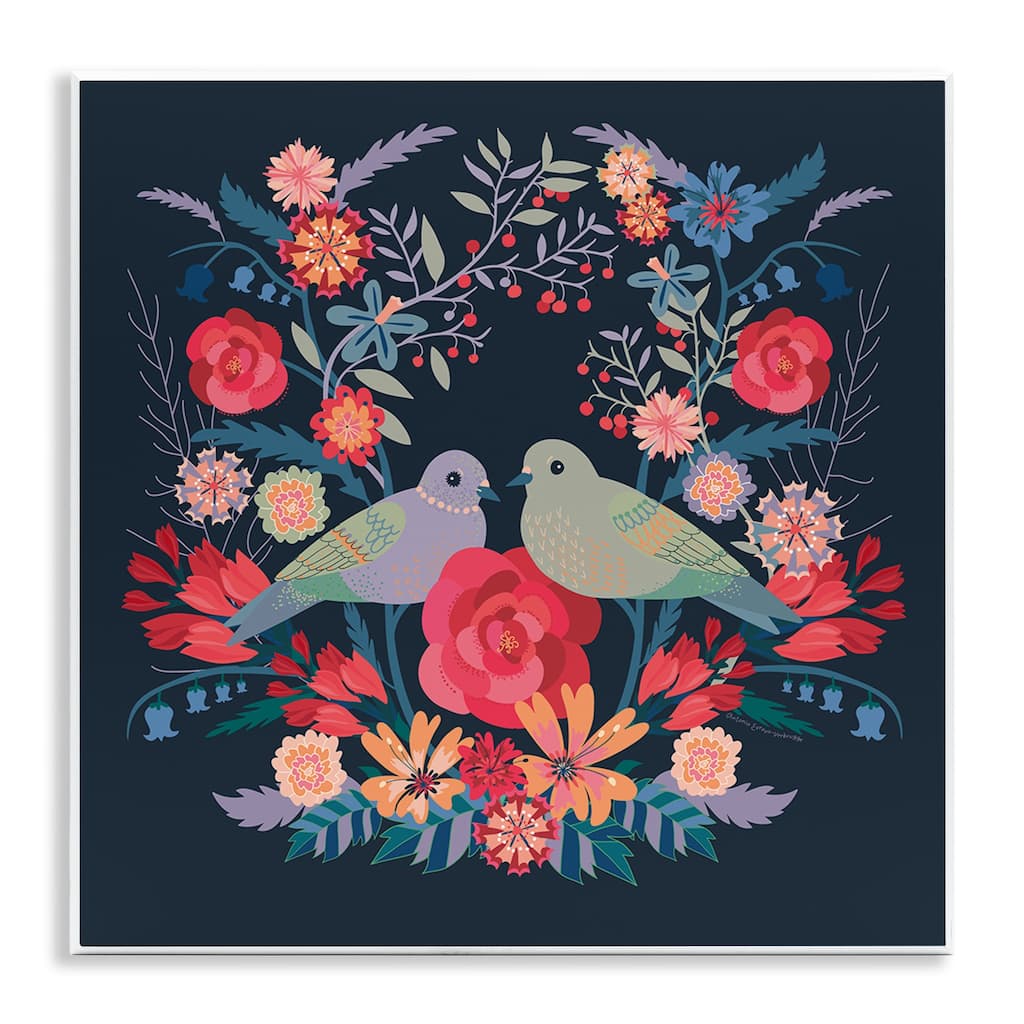 Stupell Symmetrical Birds & Flowers Wall Plaque Art Design By Verbrugge Watercolor