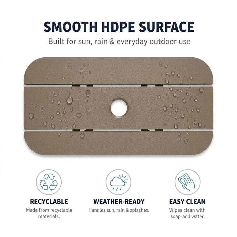 HDPE Bar-Height Outdoor Patio Pub Table, 42.1" Square High Top Bistro Table with Umbrella Hole, Weather-Resistant Slatted Top