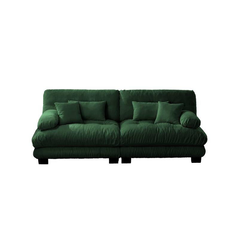 Oversized Modular Sectional Sofa, Chenille Deep Seat 2-Seater Sofa, Upholstered Cloud Couch with Lumbar Pillows & Throw Pillows