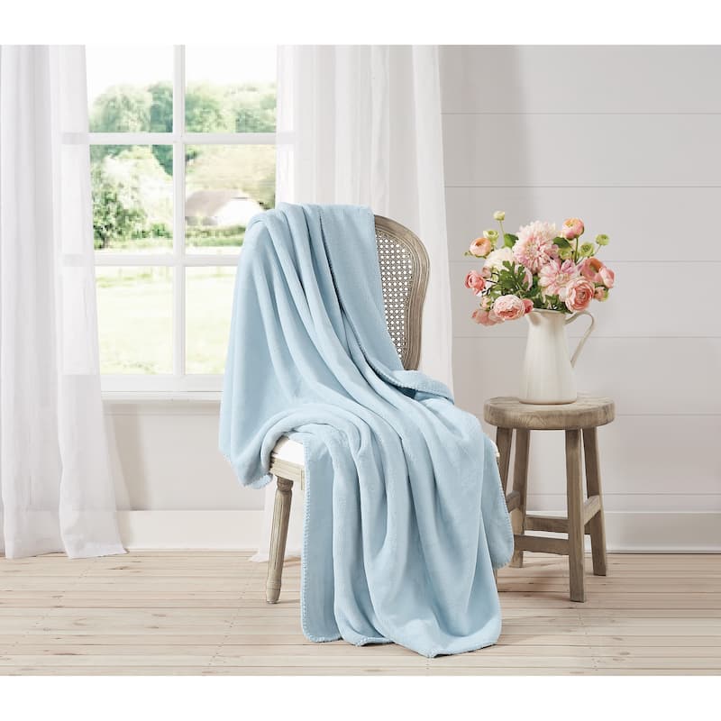 The Farmhouse by Rachel Ashwell Printed and Solid Throw - 50x70 Throw - Light Blue